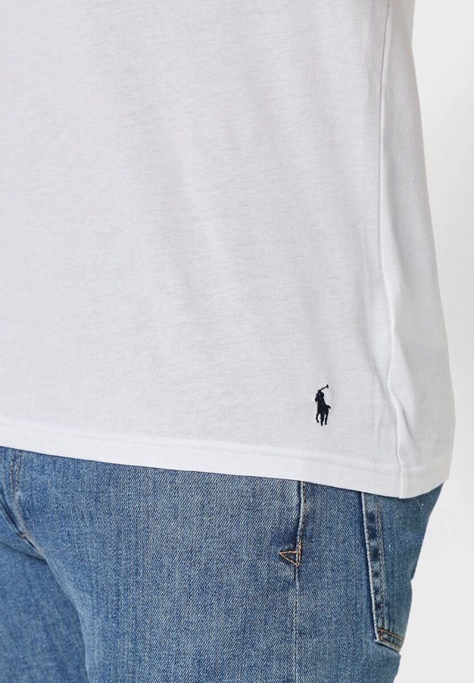 Tricouri albe Ralph Lauren pentru bărbați, pachet de 2 tricouri esențiale cu decolteu în V Tricouri albe Ralph Lauren pentru bărbați, pachet de 2 tricouri esențiale cu decolteu în V