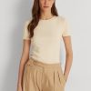 Tricouri crem din bumbac elastic Ralph Lauren pentru femei