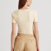 Tricouri crem din bumbac elastic Ralph Lauren pentru femei