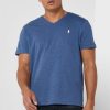 Tricouri cu decolteu în V cu logo Ralph Lauren pentru bărbați albastru Tricouri cu decolteu în V cu logo Ralph Lauren pentru bărbați albastru