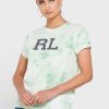 Tricouri cu grafică cu gât crew Ralph Lauren pentru femei verzi Tricouri cu grafică cu gât crew Ralph Lauren pentru femei verzi