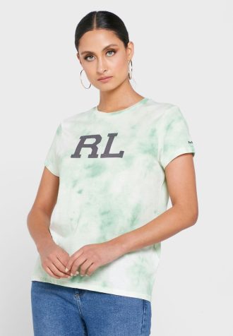 Tricouri cu grafică cu gât crew Ralph Lauren pentru femei verzi Tricouri cu grafică cu gât crew Ralph Lauren pentru femei verzi