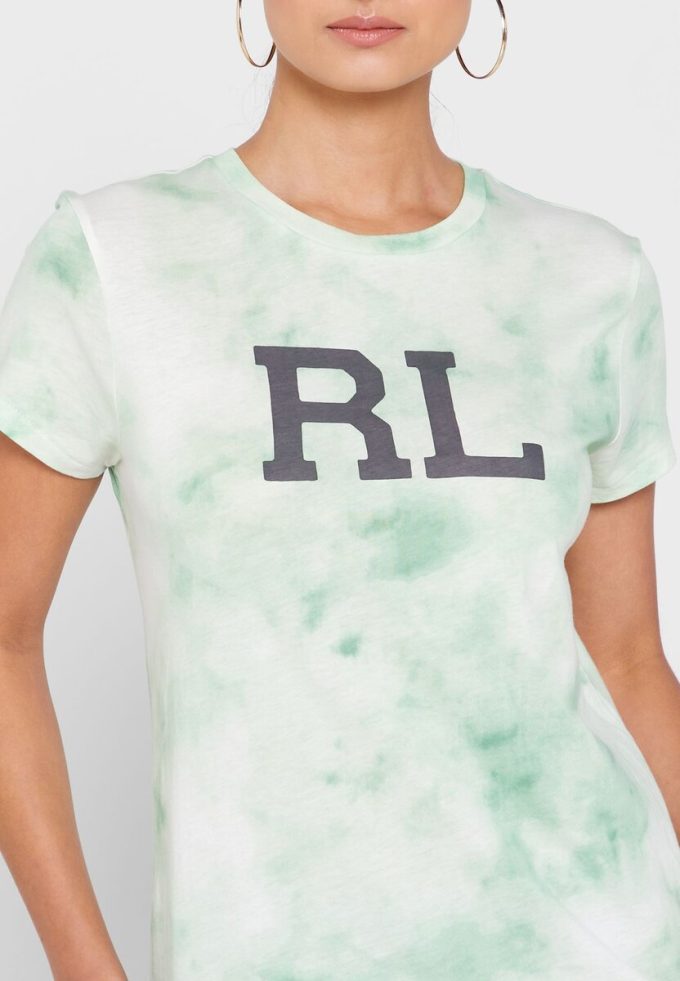 Tricouri cu grafică cu gât crew Ralph Lauren pentru femei verzi Tricouri cu grafică cu gât crew Ralph Lauren pentru femei verzi