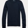 Tricouri cu mânecă lungă, cu finisaje din piele intoarsa, Ralph Lauren, pentru femei, bleumarin Tricouri cu mânecă lungă, cu finisaje din piele intoarsa, Ralph Lauren, pentru femei, bleumarin