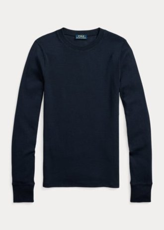 Tricouri cu mânecă lungă, cu finisaje din piele intoarsa, Ralph Lauren, pentru femei, bleumarin Tricouri cu mânecă lungă, cu finisaje din piele intoarsa, Ralph Lauren, pentru femei, bleumarin