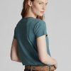 Tricouri de buzunar din bumbac indigo Ralph Lauren pentru femei albastre Tricouri de buzunar din bumbac indigo Ralph Lauren pentru femei albastre