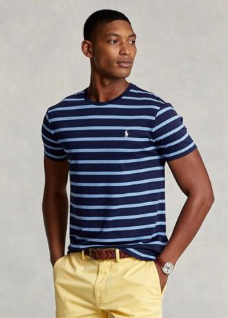 Tricouri din bumbac moale cu dungi Ralph Lauren, personalizate, pentru bărbați Tricouri din bumbac moale cu dungi Ralph Lauren, personalizate, pentru bărbați