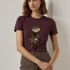 Tricouri din bumbac Ralph Lauren Tweed Bear de damă Burgundy