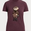 Tricouri din bumbac Ralph Lauren Tweed Bear de damă Burgundy