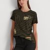Tricouri din jerse cu imprimeu zebră Ralph Lauren pentru femei Olive Tricouri din jerse cu imprimeu zebră Ralph Lauren pentru femei Olive