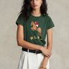 Tricouri din jerseu cu aplicație ecvestre Ralph Lauren pentru femei verzi Tricouri din jerseu cu aplicație ecvestre Ralph Lauren pentru femei verzi