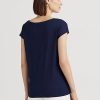 Tricouri din jerseu cu grafic Ralph Lauren pentru femei bleumarin Tricouri din jerseu cu grafic Ralph Lauren pentru femei bleumarin