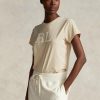 Tricouri din jerseu Ralph Lauren Rl-selee-applique bej pentru femei Tricouri din jerseu Ralph Lauren Rl-selee-applique bej pentru femei
