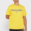 Tricouri galbene pentru bărbați cu logo-ul Ralph Lauren, cu gâtul rotund