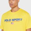 Tricouri galbene pentru bărbați cu logo-ul Ralph Lauren, cu gâtul rotund