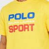 Tricouri galbene pentru bărbați cu logo-ul Ralph Lauren, cu gâtul rotund