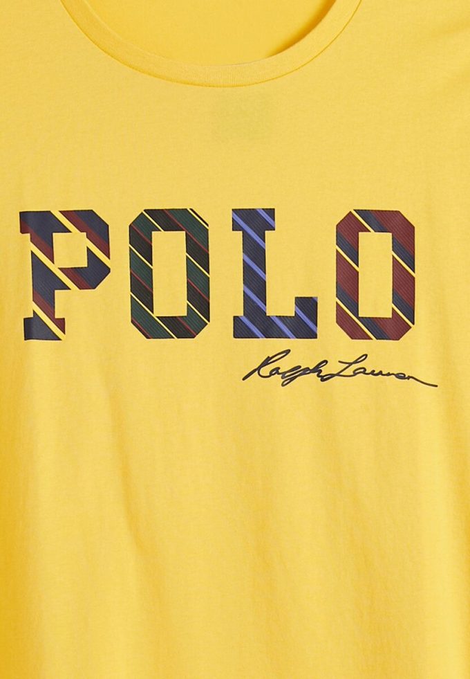 Tricouri galbene pentru bărbați cu logo-ul Ralph Lauren, cu gâtul rotund