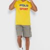 Tricouri galbene pentru bărbați cu logo-ul Ralph Lauren, cu gâtul rotund
