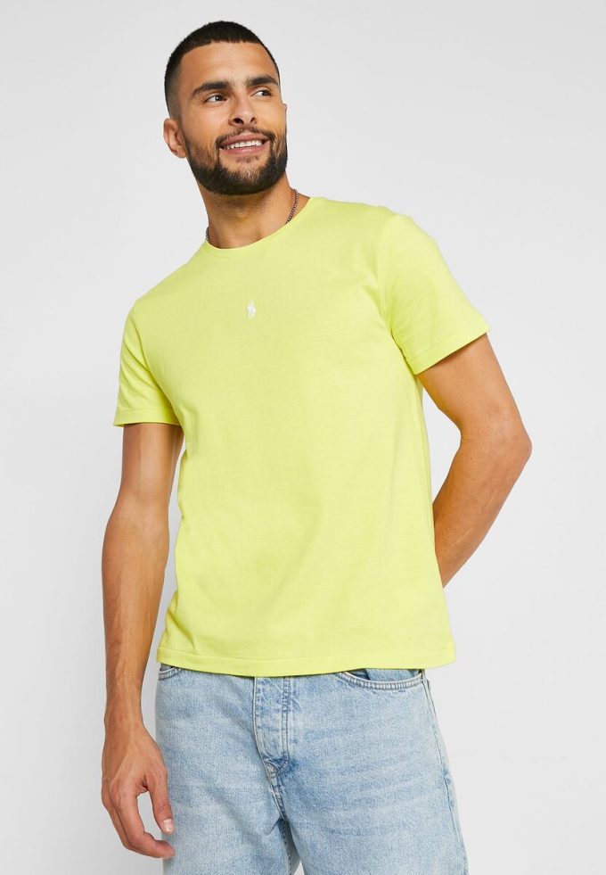 Tricouri galbene pentru bărbați Ralph Lauren Essential cu gât crew Tricouri galbene pentru bărbați Ralph Lauren Essential cu gât crew