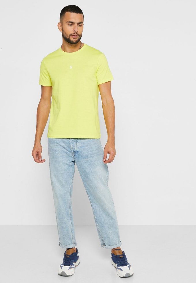 Tricouri galbene pentru bărbați Ralph Lauren Essential cu gât crew Tricouri galbene pentru bărbați Ralph Lauren Essential cu gât crew