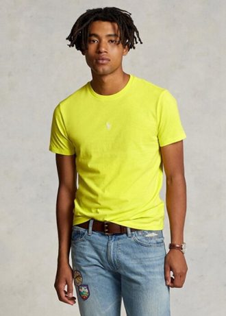 Tricouri galbene pentru bărbați Ralph Lauren, personalizate, slim cu gât crew, pentru bărbați Tricouri galbene pentru bărbați Ralph Lauren, personalizate, slim cu gât crew, pentru bărbați