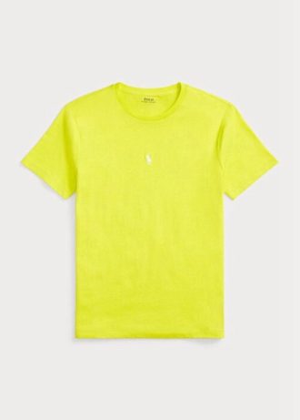 Tricouri galbene pentru bărbați Ralph Lauren, personalizate, slim cu gât crew, pentru bărbați Tricouri galbene pentru bărbați Ralph Lauren, personalizate, slim cu gât crew, pentru bărbați