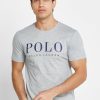Tricouri gri pentru bărbați cu logo Ralph Lauren, cu decolteu rotund Tricouri gri pentru bărbați cu logo Ralph Lauren, cu decolteu rotund