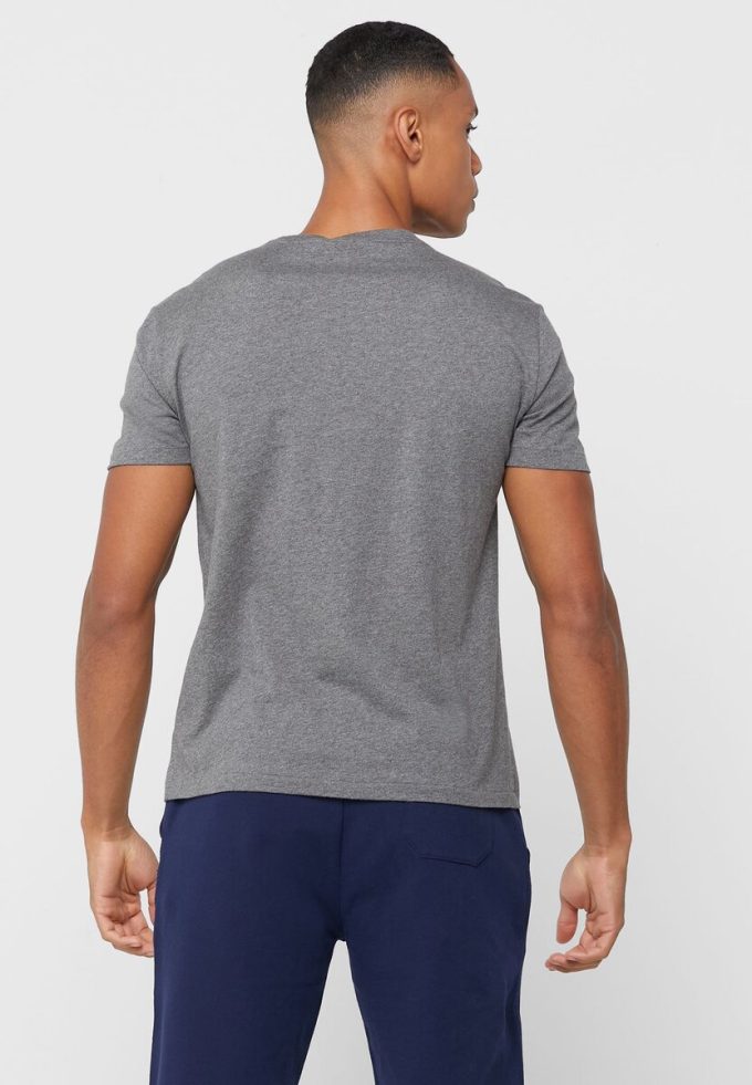 Tricouri gri pentru bărbați cu logo Ralph Lauren, cu decolteu rotund