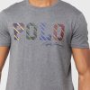 Tricouri gri pentru bărbați cu logo Ralph Lauren, cu decolteu rotund