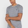 Tricouri gri pentru bărbați Ralph Lauren cu dungi cu gât crew