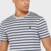Tricouri gri pentru bărbați Ralph Lauren cu dungi cu gât crew