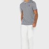 Tricouri gri pentru bărbați Ralph Lauren cu dungi cu gât crew