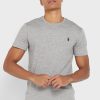 Tricouri gri Ralph Lauren Essential Crew Gât pentru bărbați