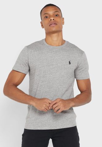 Tricouri gri Ralph Lauren Essential Crew Gât pentru bărbați Tricouri gri Ralph Lauren Essential Crew Gât pentru bărbați
