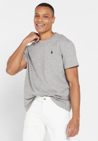 Tricouri gri Ralph Lauren Essential Crew Gât pentru bărbați Tricouri gri Ralph Lauren Essential Crew Gât pentru bărbați
