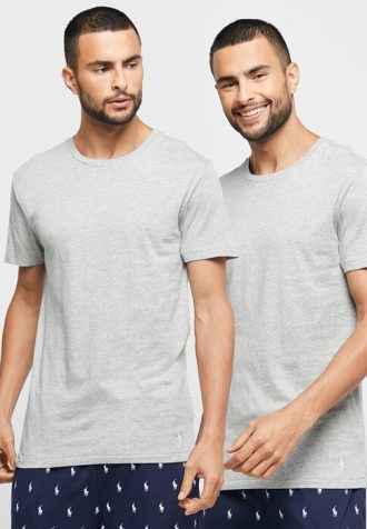 Tricouri gri Ralph Lauren pentru bărbați, pachet de 3 asortate, cu gât crew Tricouri gri Ralph Lauren pentru bărbați, pachet de 3 asortate, cu gât crew