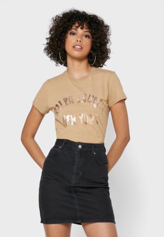 Tricouri maro cu logo Ralph Lauren pentru damă Tricouri maro cu logo Ralph Lauren pentru damă