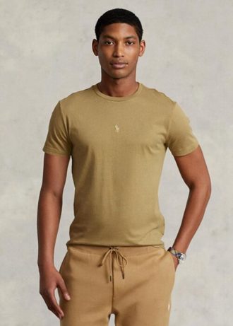 Tricouri maro pentru bărbați Ralph Lauren, personalizate, slim cu gât crew, pentru bărbați Tricouri maro pentru bărbați Ralph Lauren, personalizate, slim cu gât crew, pentru bărbați