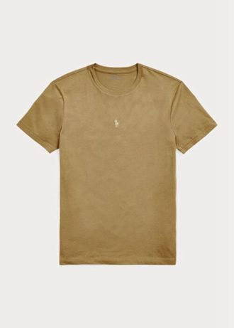 Tricouri maro pentru bărbați Ralph Lauren, personalizate, slim cu gât crew, pentru bărbați Tricouri maro pentru bărbați Ralph Lauren, personalizate, slim cu gât crew, pentru bărbați