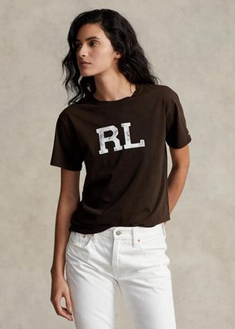 Tricouri maro Ralph Lauren Rl Logo Jersey pentru damă Tricouri maro Ralph Lauren Rl Logo Jersey pentru damă