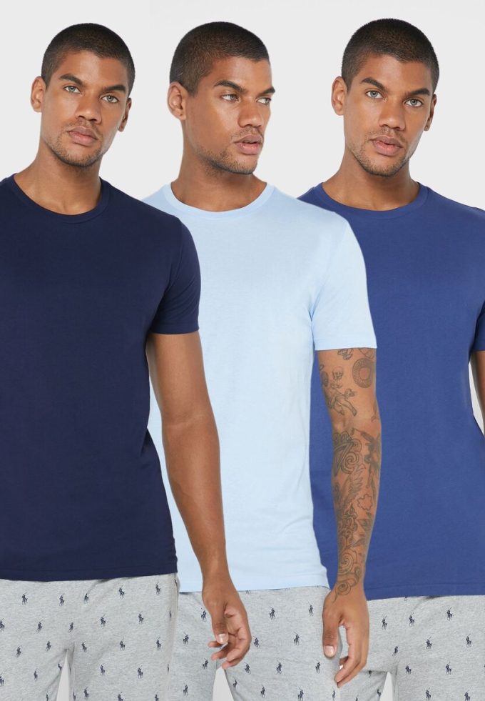 Tricouri multicolore pentru bărbați Ralph Lauren, pachet de 3 asortate, cu gât crew