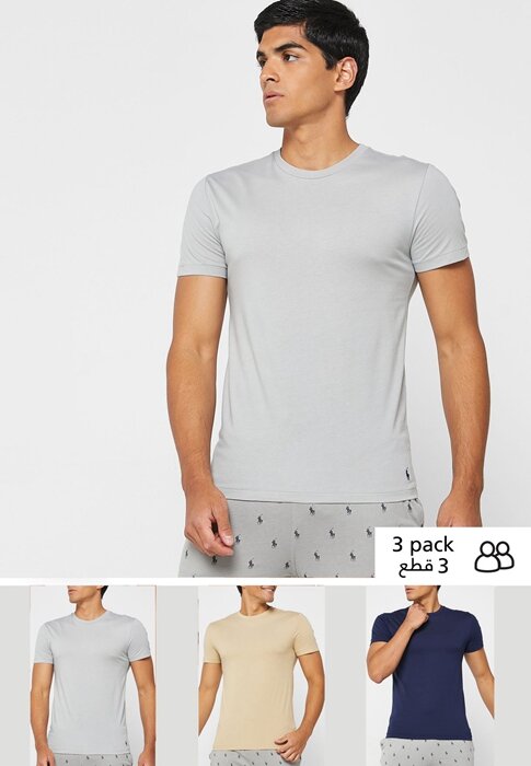 Tricouri multicolore pentru bărbați Ralph Lauren, pachet de 3 asortate, cu gât crew