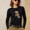 Tricouri negre cu mânecă lungă din bumbac Ralph Lauren Utility Bear pentru femei Tricouri negre cu mânecă lungă din bumbac Ralph Lauren Utility Bear pentru femei