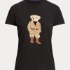 Tricouri negre din bumbac Ralph Lauren Safari Polo Bear Tricouri negre din bumbac Ralph Lauren Safari Polo Bear