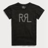 Tricouri negre din jerseu de bumbac cu logo Ralph Lauren pentru femei Tricouri negre din jerseu de bumbac cu logo Ralph Lauren pentru femei