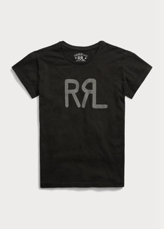 Tricouri negre din jerseu de bumbac cu logo Ralph Lauren pentru femei Tricouri negre din jerseu de bumbac cu logo Ralph Lauren pentru femei