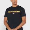 Tricouri negre pentru bărbați, cu logo-ul Ralph Lauren, cu gâtul rotund