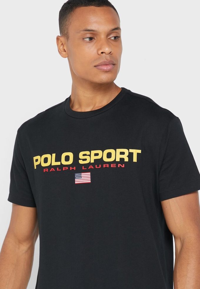 Tricouri negre pentru bărbați, cu logo-ul Ralph Lauren, cu gâtul rotund