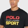 Tricouri negre pentru bărbați, cu logo-ul Ralph Lauren, cu gâtul rotund