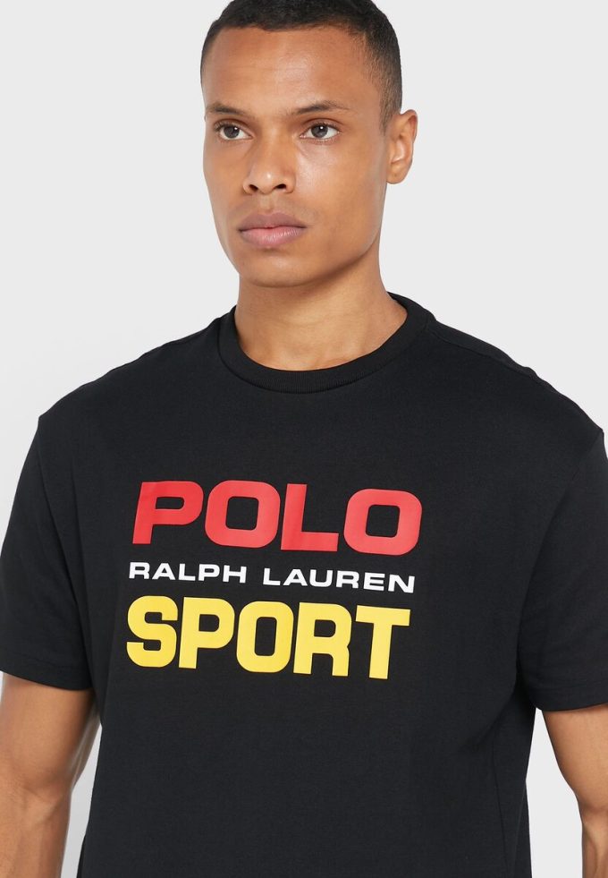 Tricouri negre pentru bărbați, cu logo-ul Ralph Lauren, cu gâtul rotund